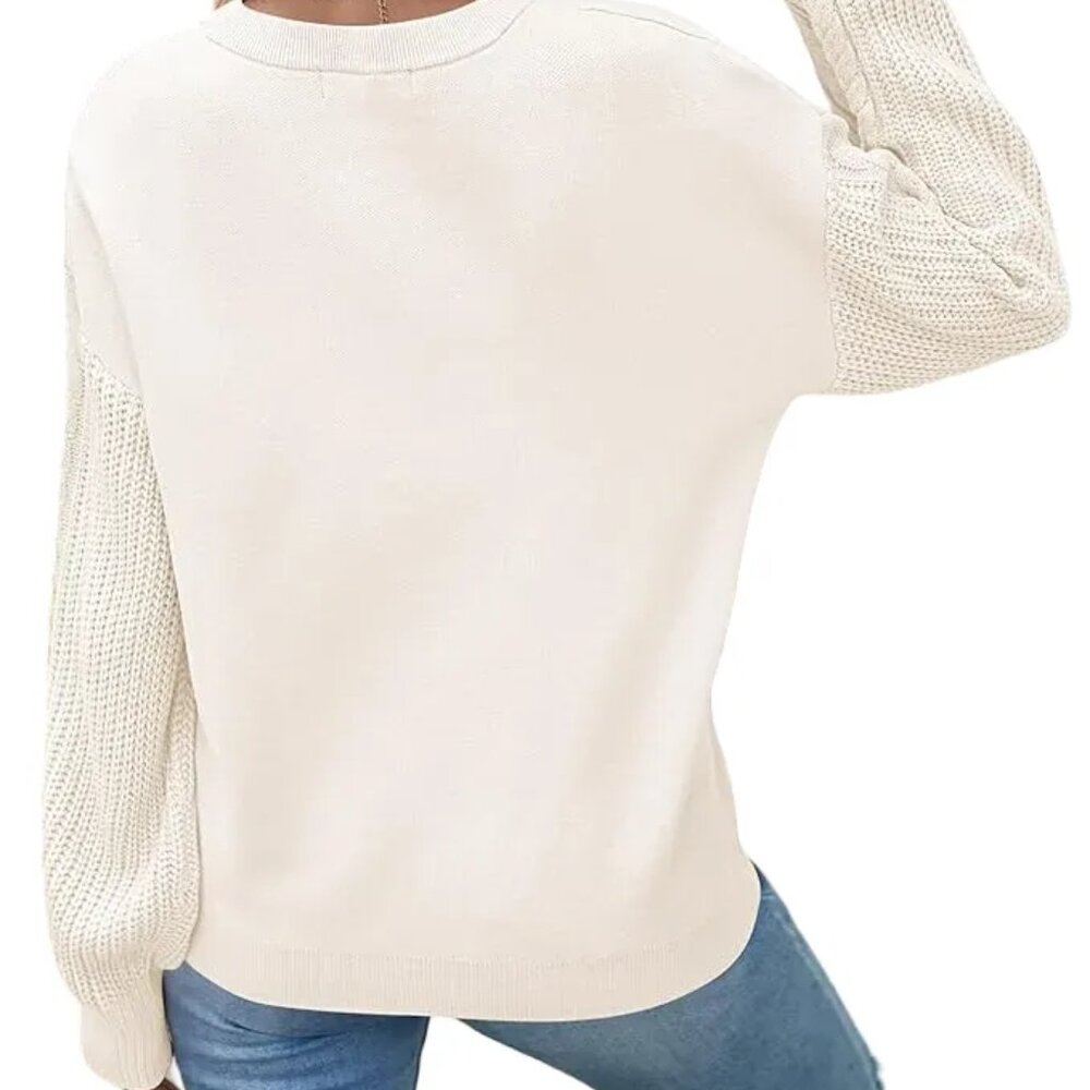 NWT Boutique Women's Cable Knit Oversized Fit Sweater | Green | Size M - Picture 3 of 6